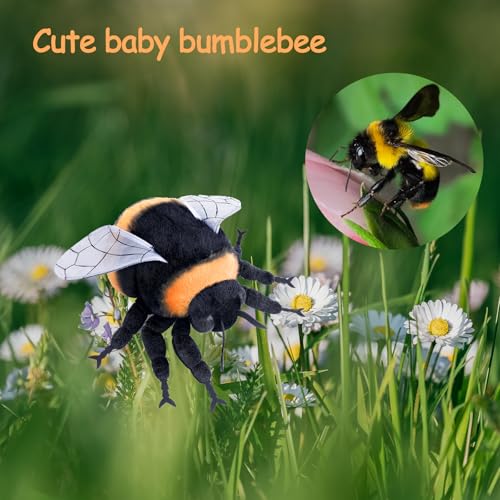 lilizzhoumax Hummel Plüschtier 20cm/7.8zoll Simuliertes Tier Kawaii Spielzeug Biene Realistische Kuscheltier Ostern Geschenk für Jungen Mädchen Kinder pelziges Stofftier