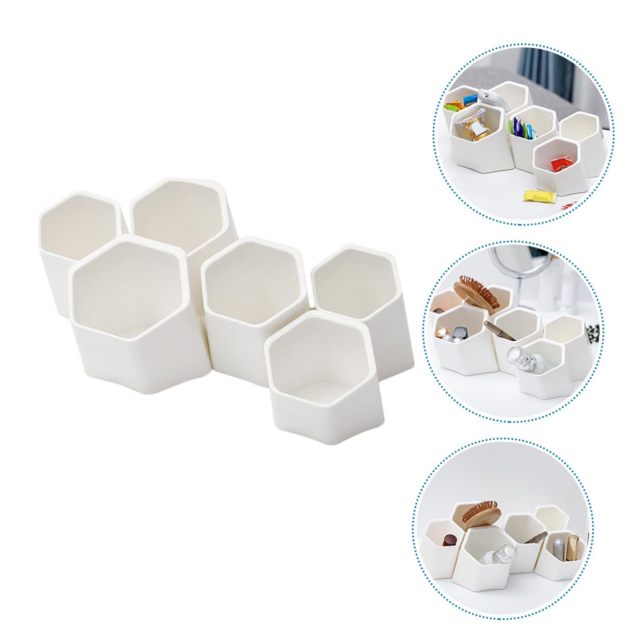 Contenitore a Parete Multifunzione per Penne e Pennelli, Set 6 Pezzi in Plastica Bianca, Organizer Scrivania per Studenti e Uso Domestico, Porta Cancelleria Creativo e Salvaspazio