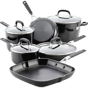 KitchenAid Hard Anodized Nonstick Cookware Pots and Pans Set, 10 Piece, Onyx Black
