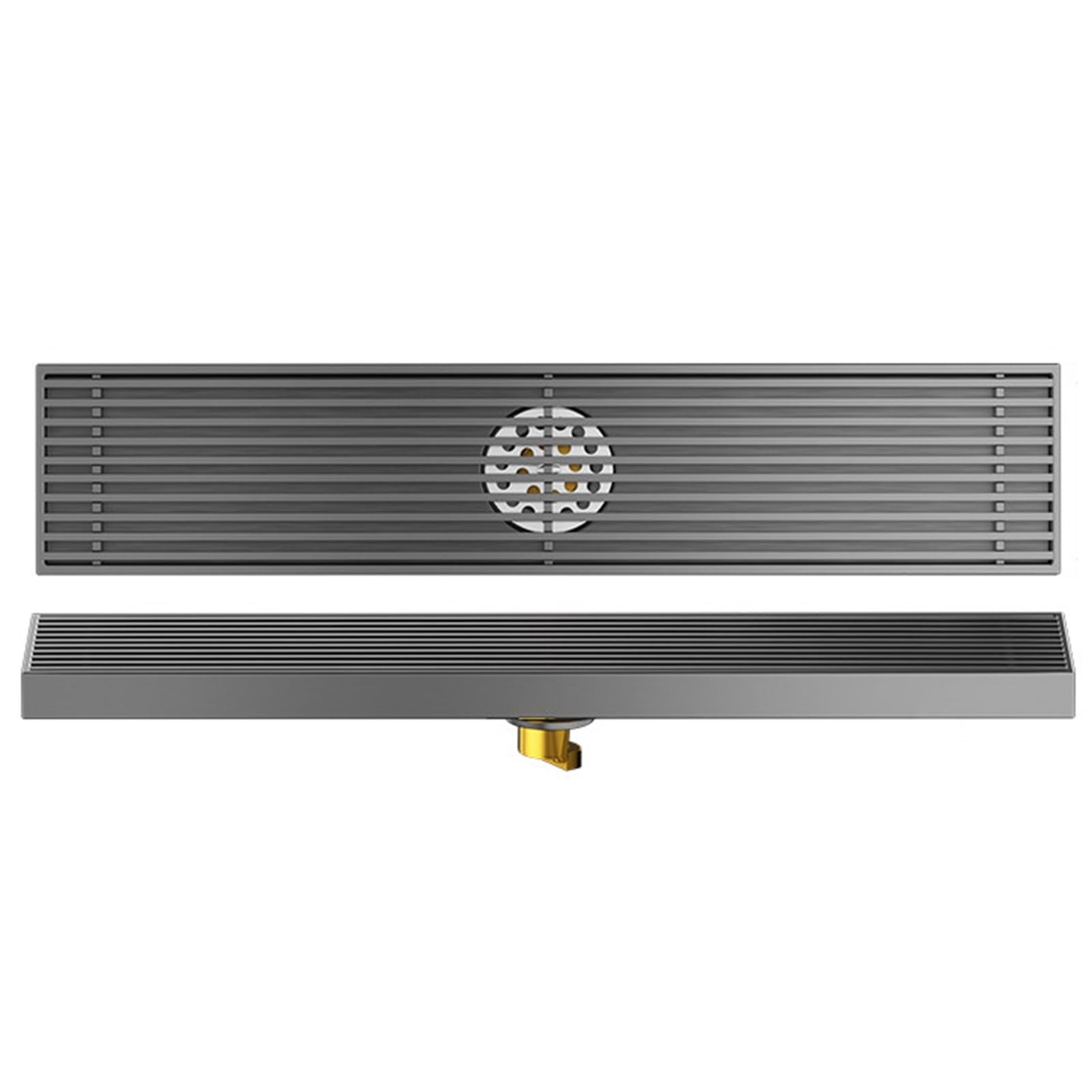 KLGFBDC Linear Shower Drain with Hair Strainer, Floor Drain for Kitchen Bathroom Garage, Rectangular Drainage Channel