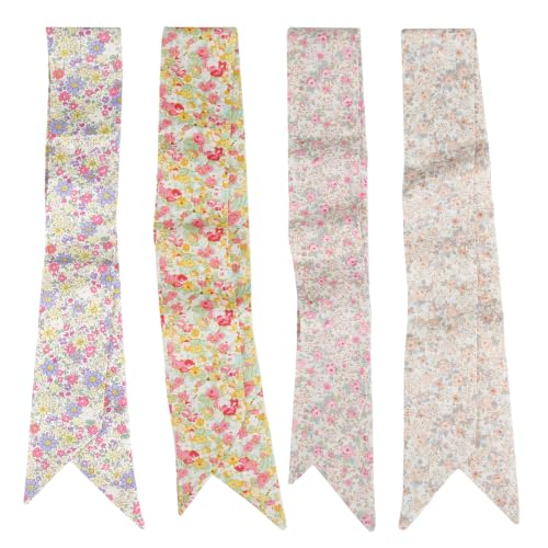 4 PCS Floral Hair Scarves for Women, Lightweight Vintage Scarf for Bag