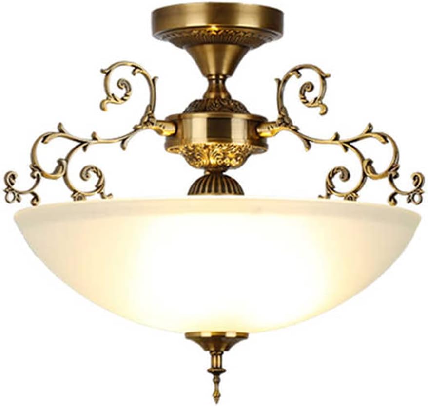 Semi Flush Mount Ceiling Light Modern Ceiling Light fixtures Flush Mount Vintage Glass Ceiling Lights with Round Bowl Glass Shade Gold for Farmhouse Foyer Hallway Entryway (Gold, M)