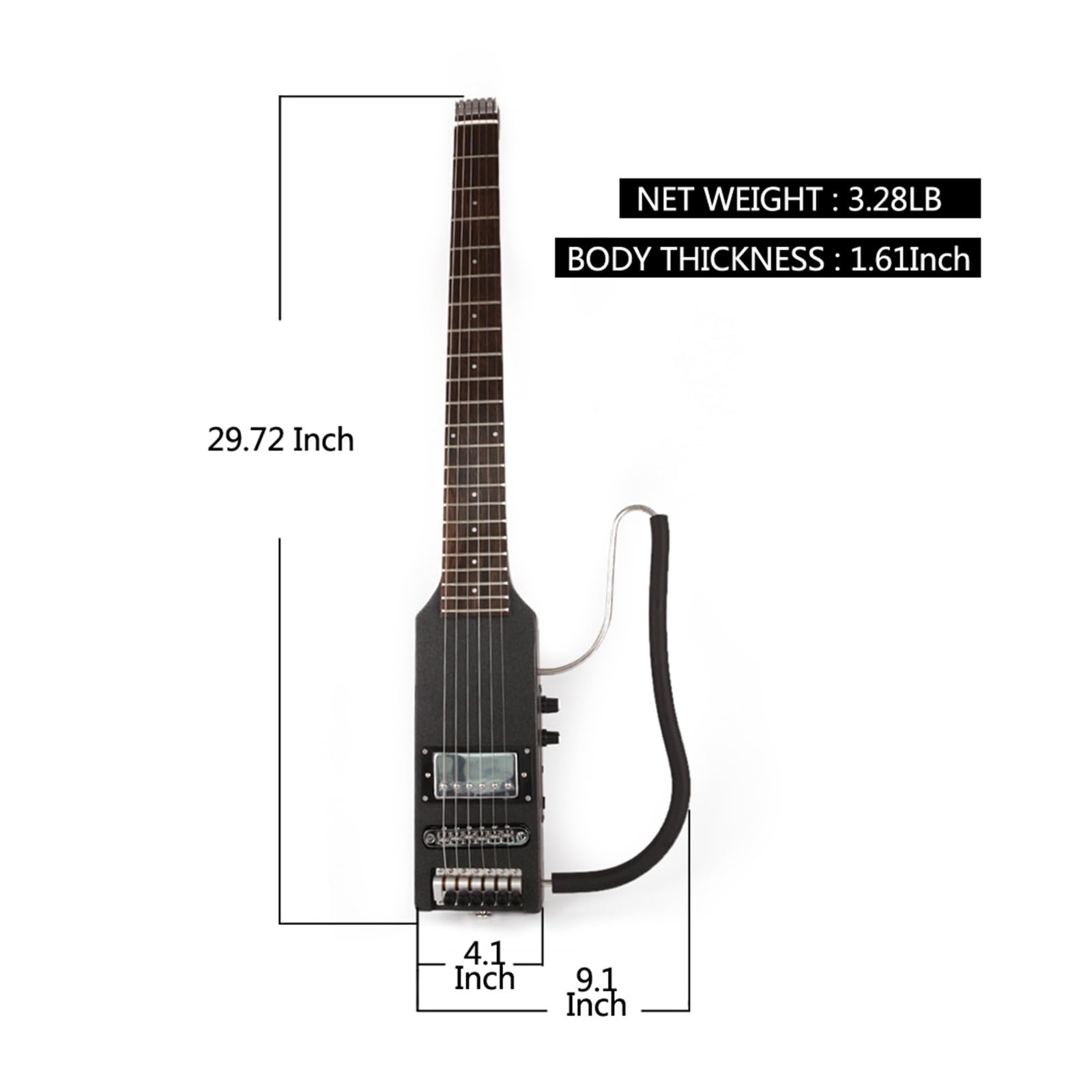 Bezgłowa Elektryczna Cicha Podróżna Gitara Przenośna Składana Wielofunkcyjna Gitara Profesjonalna Bezgłowy Gitara Elektryczna (Color : 02)