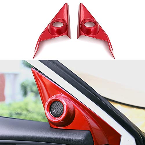 XITER 2pcs ABS Car Interior Front Door Speaker A-Pillar Cover Trim Accessories For Honda 10th Civic 2016 2017 2018 2019 2020 2021 (RED)