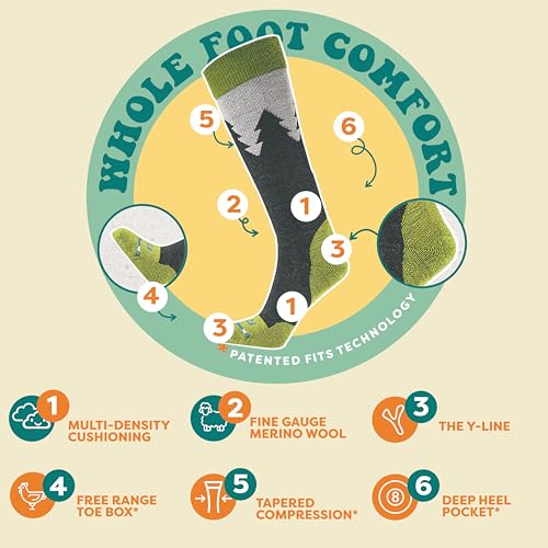 FITS Sierra Light Merino Wool Ski Socks For Men and Women, Over-the-Calf, Breathable, Lightweight, Whole Foot Comfort2