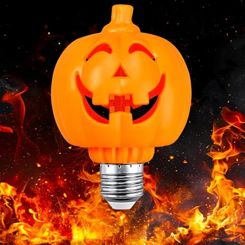 JAHEKS Pumpkin Orange Jack-O-Lantern Light Bulbs Flickering Flame Light Bulb 3W LED E26 E26 Base for Halloween Christmas Decorations Indoor Outdoor Party Home Patio Porch Decor