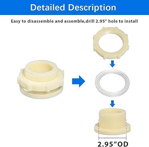 Vista 21 de Quickun Adaptador de conector de tanque de agua de mamparo ABS de 1 pulgada con enchufes a granel de montaje de tubería (juego de 4)