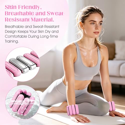 Image of Wrist Weights for Women & Men, 2lb Silicone Wrist Ankle Weights | Adjustable Arm & Leg Weights for Pilates, Yoga, Running,Walking and Strength Training