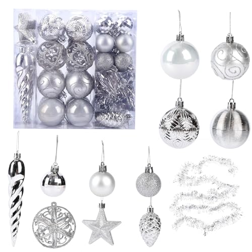 45 Stk. Weihnachtskugeln, bruchsichere Kugeln, Weihnachtsbaumschmuck,...