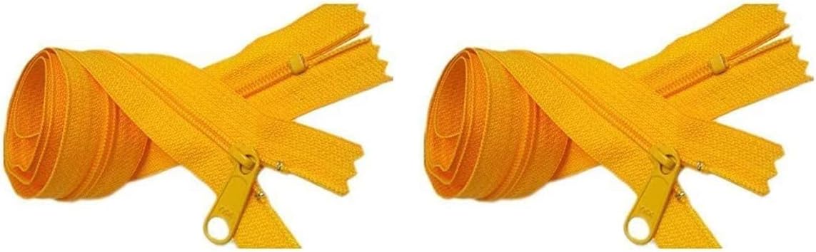 Nylon Coil YKK #4.5 Handbag Zippers with Extra Long Pull Slider - Closed Bottom - Color: Buttercup Yellow #506 - Choose Your Length - Made in The United States (2 Zippers Per Pack) (7" Inches)