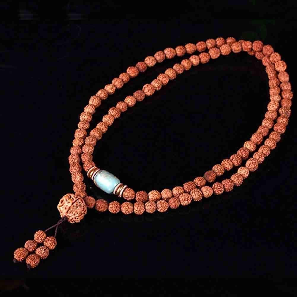 SudemotaNecklaces 2pcs Rudraksha Seed Mala Storite Himalaya 108 Beads Necklace Bead Natural Himalayan Rudraksha Seed Prayer Beads Wrist Mala Wrap Bracelet Bead