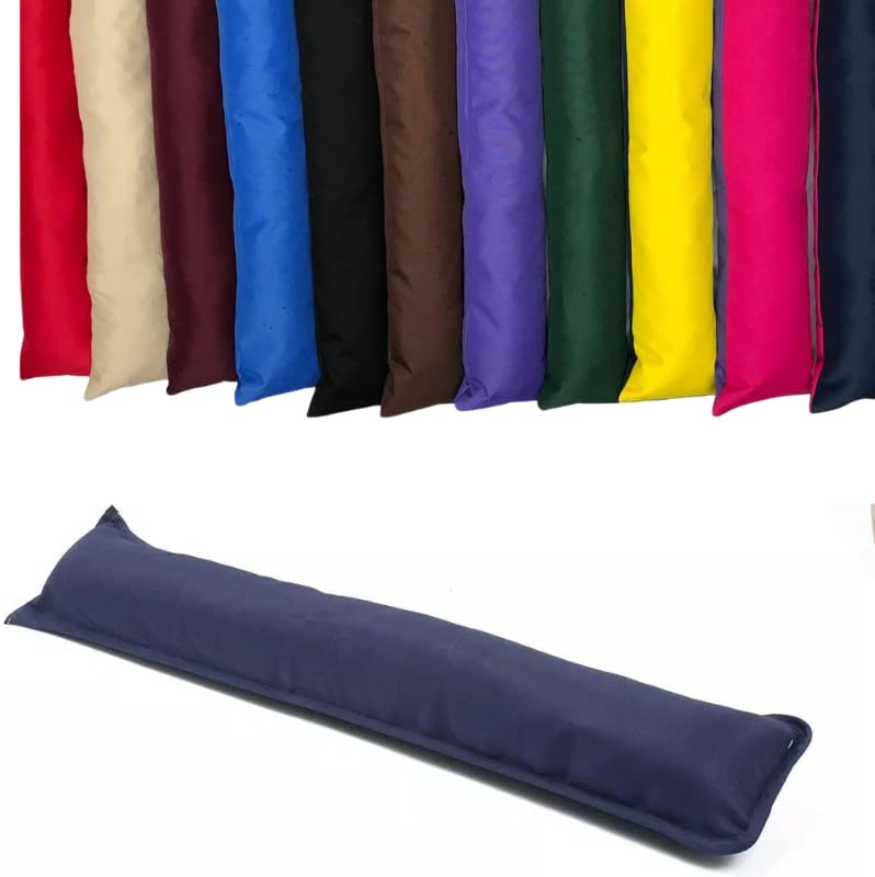 Waterproof Draught Excluder with Handle Draft Insulator Wind Stopper & Energy Saver Cushion for Doors & Windows (Navy Blue, One size)