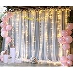 White Tulle Backdrop Curtain with Lights String for Parites 10×8ft Sheer Backdrop Curtains White Curtain Backdrop for Wedding Baby Shower Birthday Party Photo Shoot Decorations(2 Panels 10ft×8ft) - Image 4