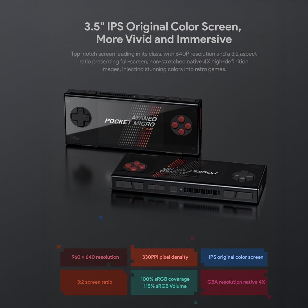 AYA NEO Pocket Classic Micro: Premium Android Retro Gaming Handheld with 3.5" IPS Display, 8GB RAM, 256GB Storage, Wi-Fi 5, Bluetooth 5.2, Helio G99, Hall Joysticks, 2600 mAh Battery