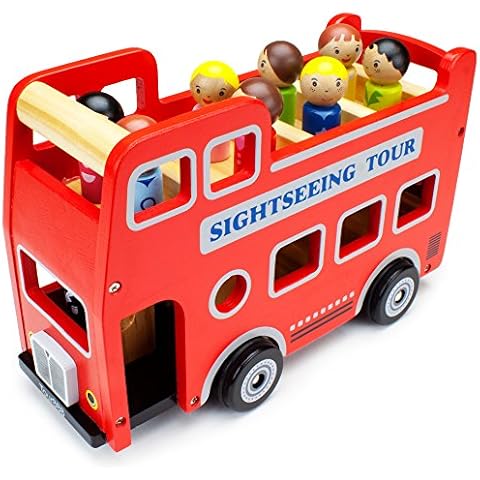 Imagination Generation Wooden Wheels Natural Beechwood Chunky Cars and Vehicles for Children +12 Months | Double Decker Bus Cover