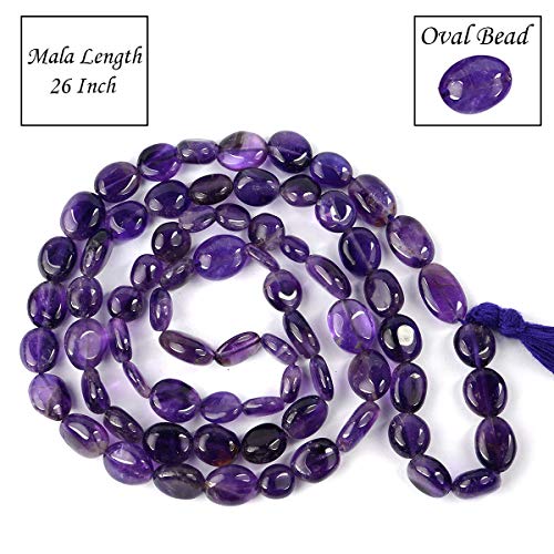 Image of Natural Oval Crystal Beads Mala Necklace Collection for Men & Women, Reiki Energized Gemstone Jewellery for Meditation, Mindful Living, Spiritual Decor & Everyday Fashion Styling