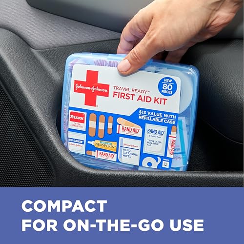 BAND-AID Brand Travel Ready Portable Emergency First Aid Kit, Minor Wound Care, Perfect for Home, Car, Camping, Travel & Outdoor Essentials, Supplies Include Bandages, Neosporin & Tylenol, 80 Piece - Image 4