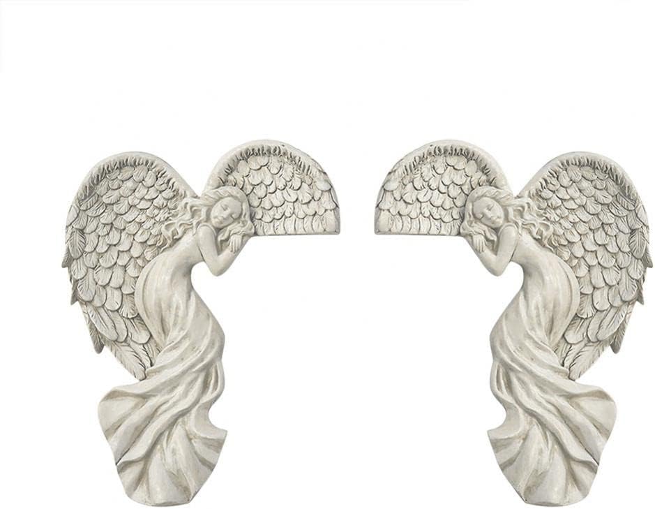 YFEIQI Angel Wings Resin Sculpture Photo Frame, Angel Frame Decoration, Creative 3D Resin Art Crafts for Home Wall Decoration, Gifts for Festival, Wedding or Anniversary (Left+Right)