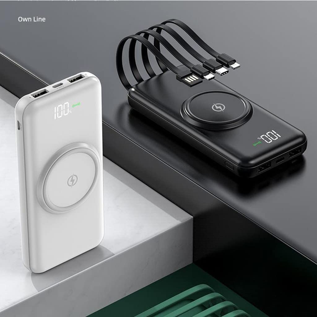 Alarm o dużej pojemności jest dostarczany z czteroprzewodowym power bankiem 20 000 mAh Telefon komórkowy o dużej pojemności Wygodny zasilacz mobilny (Color : Green, Size : 20000mAh)