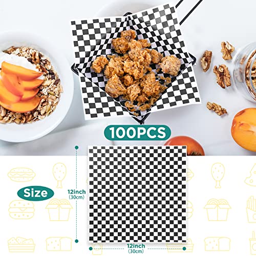 image for GeeRic Waxed Deli Paper Sheets 12 * 12 Inch, 100 Pcs Food Basket Liner
