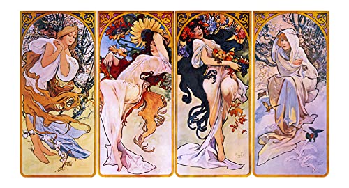 Affiche Alphonse Mucha Quatre Saisons - Impression d'Art Mate Qualité Archivage