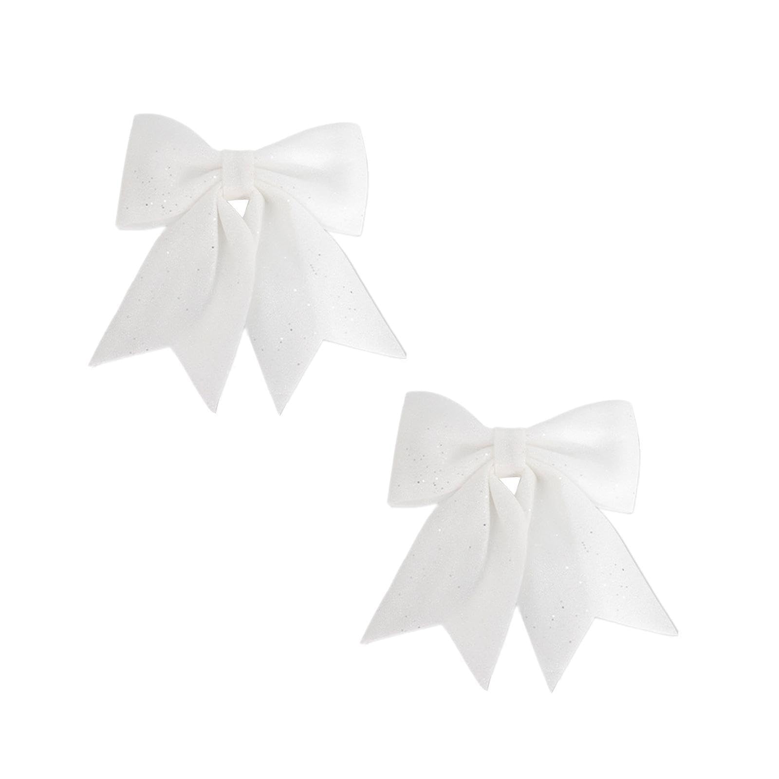 TWISAXC 2pcs/set Christmas Bow Ornament For Holiday Indoor Outdoor Xmas Tree Decoration Christmas Tree Bow Fine Workmanship, White, 12.5x15cm
