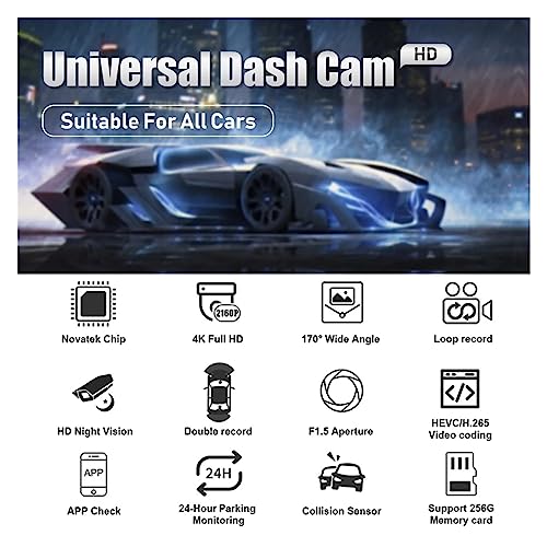 Dash Cam HD 1080P DELURA tipo oculto para coche con cámara trasera y 32G 4
