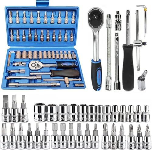CrazyMart 46 in 1 Heavy Duty 1/4" Screwdriver Multi Purpose Combinational Ratchet Socket Wrench Spanner 46 Pcs Chrome Vanadium Hand Tool Kit Set For Auto Repairing Work, Car & Bike (Multi color) (B0CVF43SRS) Amazon Price History, Amazon Price Tracker
