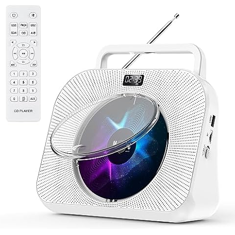 Gueray CD Players for Home Desktop CD Radio Player Speakers Portable CD Player with Bluetooth Timer Display Desktop Audio Boombox Support Sleep Music & Timer USB AUX TF Card Playback Cover