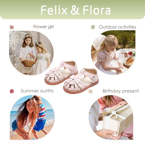 Image of Felix & Flora Toddler Girls Sandals Flower Girl Shoes Soft Rubber Princess Flat Shoes