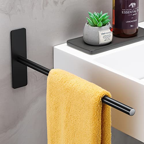 ALOCEO Porte-Serviettes sans Perçage en Acier Inoxydable Porte-Serviettes Auto-Adhésif Porte-Serviettes de Salle de Bain Porte-Serviettes Mural Porte-Serviettes à Un Bras Noir Brossé Cover