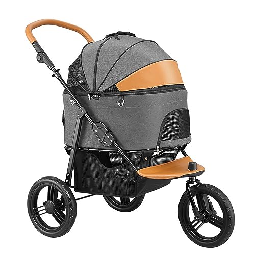 Carrito de viaje para mascotas con transportador desmontable y 3 ruedas