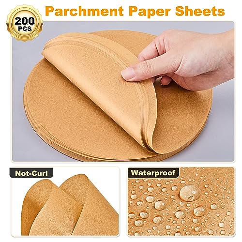 SMARTAKE 200 Pcs Unbleached Parchment Paper Baking Sheets Round, 9 Inches Non-Stick Precut Baking Parchment, for Baking Grilling Air Fryer Steaming Bread Cup Cake Cookie and More by SMARTAKE - Image 3