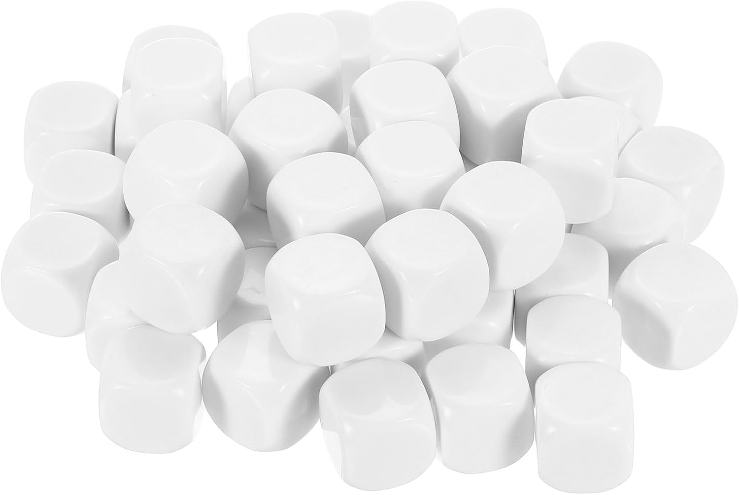 uxcell 100 Pcs Acrylic Blank Dice Six Sided, 2.5cm/0.98inch Rounded Corners Blank White Dice Cube with Smoothed Surface for DIY Craft Board Game, White