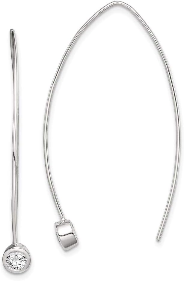 925 Sterling Silver CZ Cubic Zirconia Threader Earrings