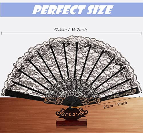 Morices 2 Pcs Lace Folding Hand Fan - Image 3