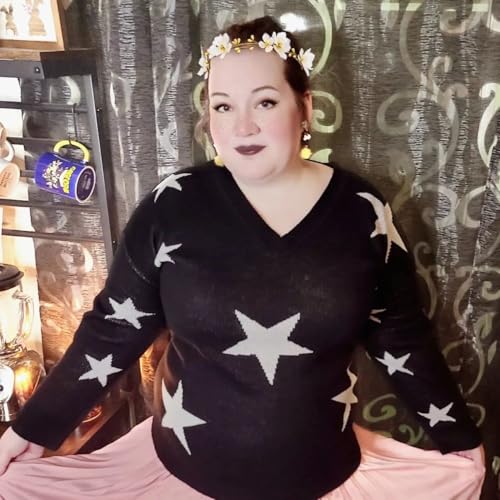 Image of RITERA Womens Plus Size Sweaters Star Long Sleeve Casual Patriotic Pullover Warm Jumper Knit Tops XL-5XL