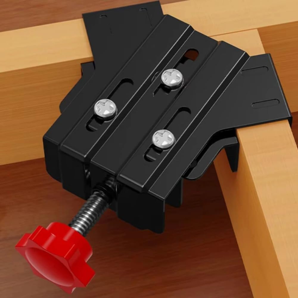 Morsetto di Fissaggio ad Angolo retto Regolabile per Lavorazione del Legno a 90°, Realizzato in Acciaio al Carbonio, Resistente all'Usura (Morsetto Aperto)