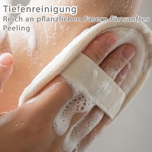 MAEXUS 4 Stück Natürlicher Luffa Schwamm,Luffa Schwamm Körper,8 * 12cm Dusch Schwamm,peeling schwamm,Dusch Schwamm Körper,Shower Sponge für Damen und Herren (Beige)