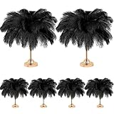 Meet Using Needs: you will receive 80 pieces of ostrich feathers bulk in black color about 14-16 inches/ 35-40 cm, sufficient quantity and large size can meet your decorating and crafting needs in daily life Natural Ostrich Feathers: choose ostrich f...