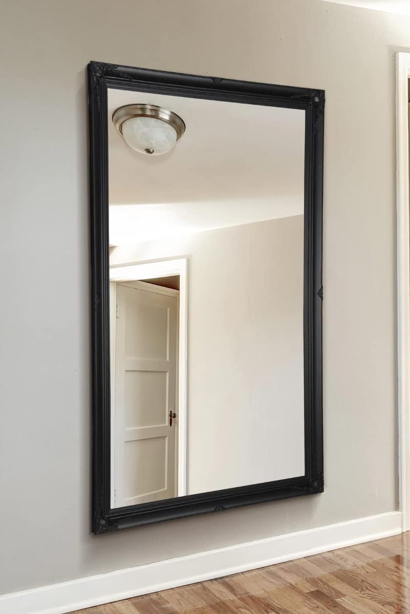 Mirroroutlet Black Large Antique Style Rectangle Wall Mounted Mirror 5Ft6 X 3Ft6 167X106cm