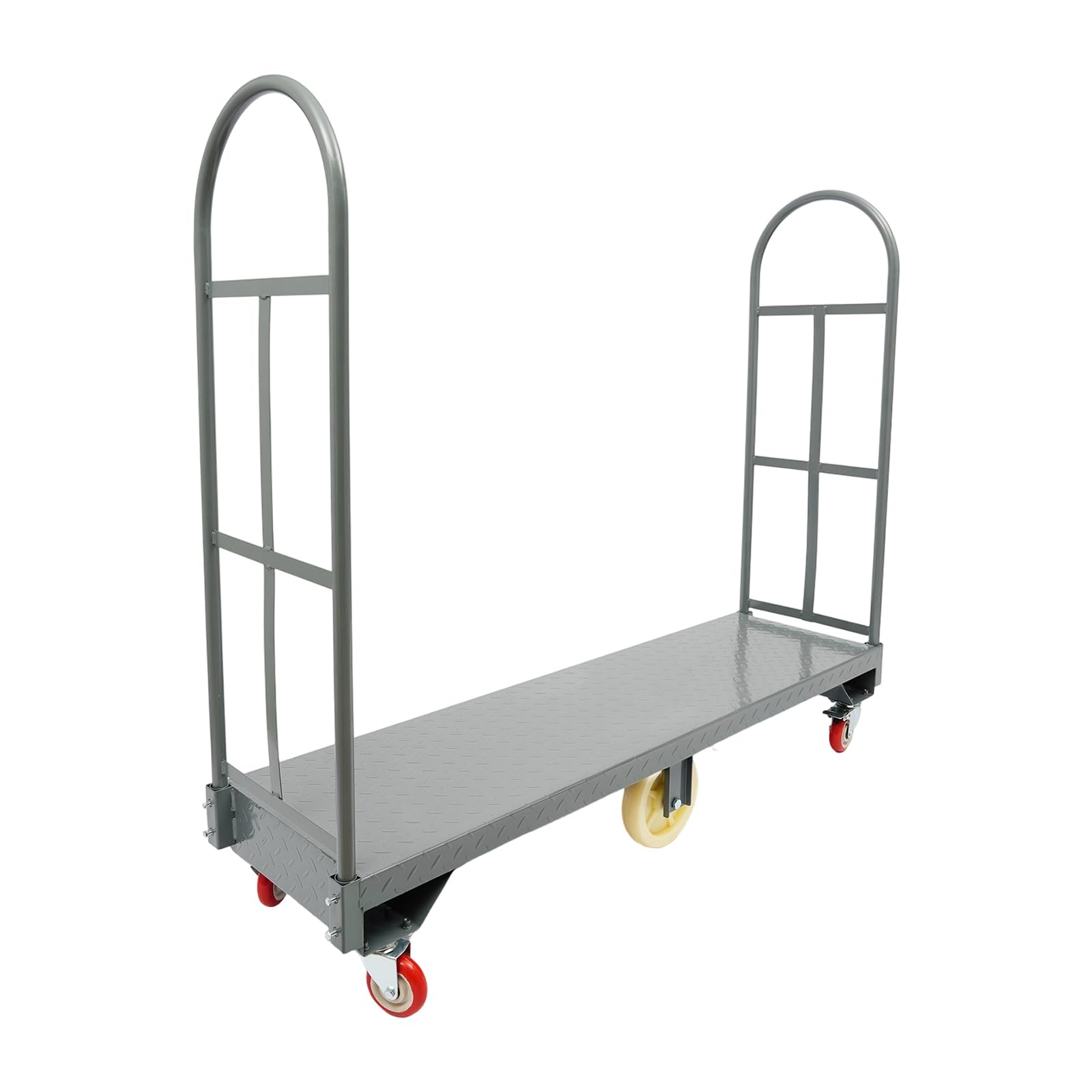 Heavy Duty U-Boat Cart, 15.7 x60.5 Inch 2000lbs Capacity U-Boat Platform Truck Dolly U-Boat Truck Steel with Removable Handles Utility Cart for Storage Rooms, Transportation Facilities