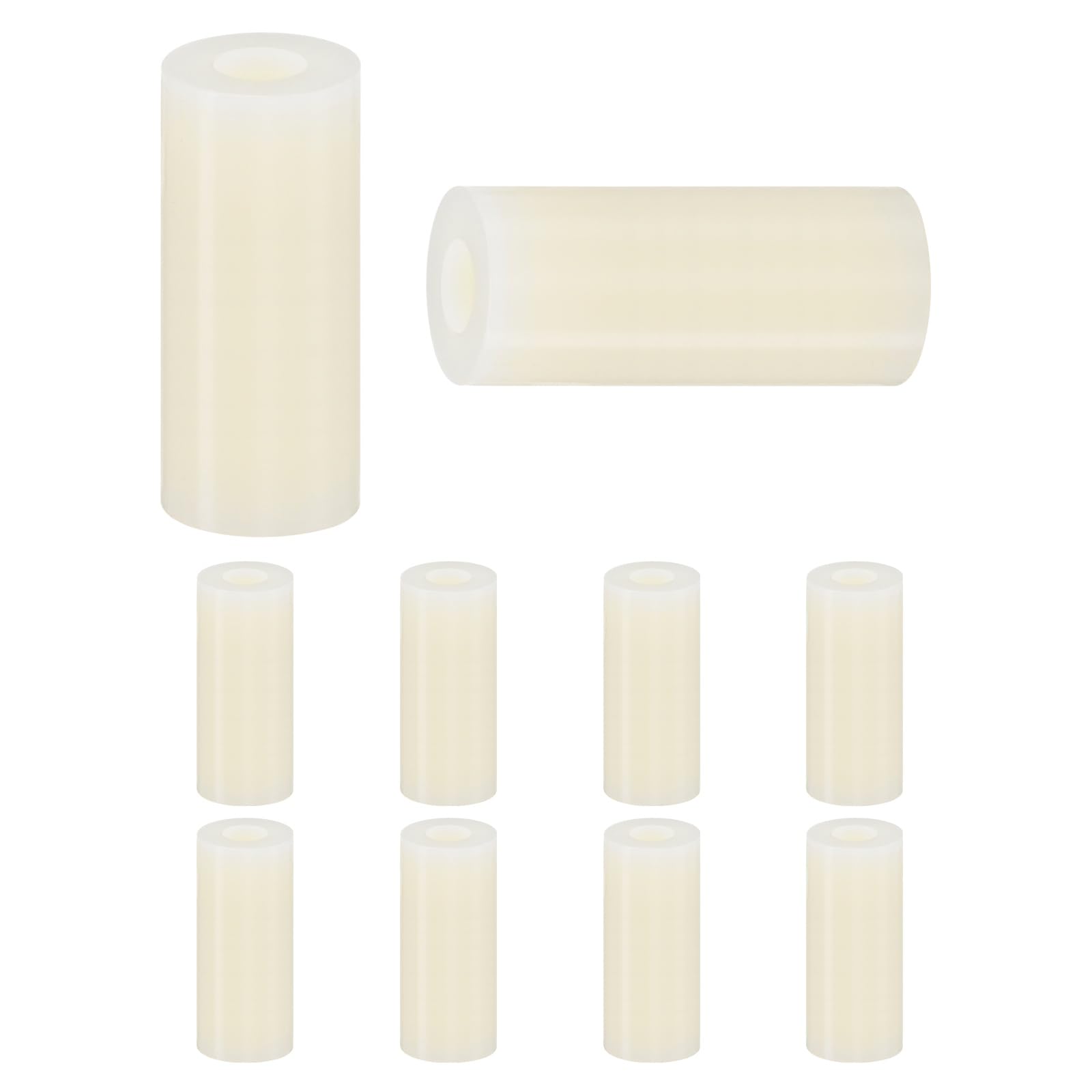 M METERXITY 100 Pack Nylon Washers, 3.2mm ID 7mm OD 16mm Length Round Plastic Spacer Washer Standoff Non-Threaded for M3 Screws/Bolts/Electrical Outlet/Switch Receptacle[White]