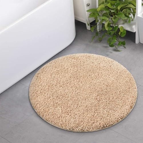 Image of Premium Antiskid Shaggy Carpet /Rug Plain Fur Rectangular Rugs,Soft Microfiber for Bedroom,Living Room,Kids Room,Hall etc (Gold, 5X5 FEET Round)
