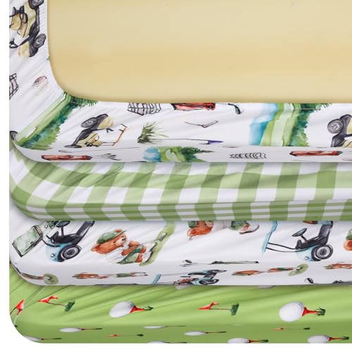 Image of Vitalcozy 4 Pcs Golf Crib Sheet for Standard Nursery Decor