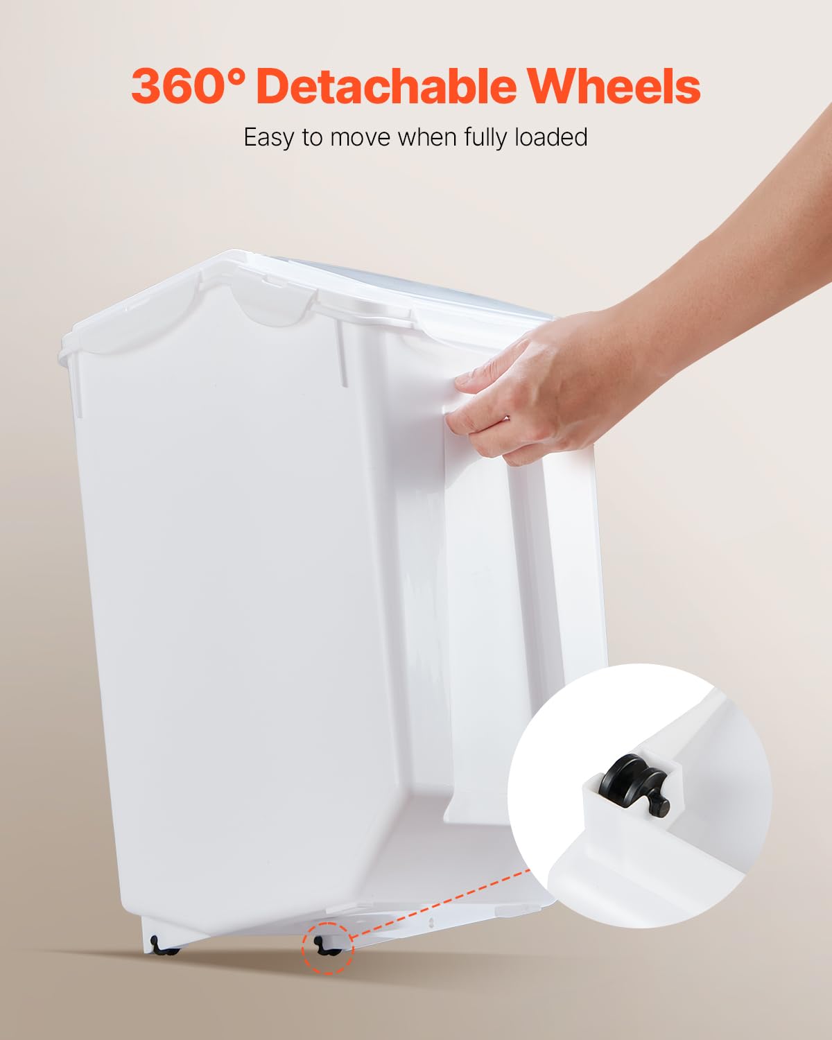 VEVOR Contenedor de Almacenamiento de Arroz, para Perros con Capacidad de 20 L x 2, Contenedor para Harina, Cereales y Granos, para Mascotas con Ruedas, 2 Tazas Medidoras, 360 x 225 x 445±10 mm
