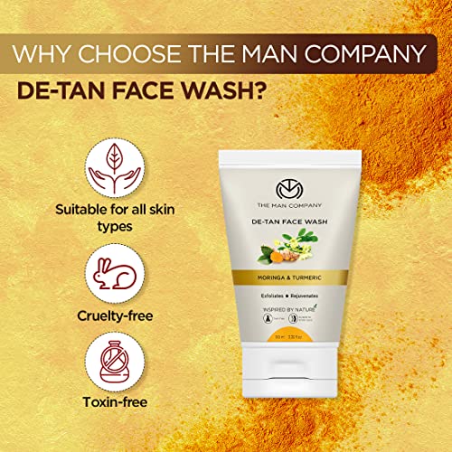 The Man Company De Tan Face Wash for Men with Turmeric & Moringa | Tan Removal, Oil Control & Anti-Pollution | Unclog Pores | Deep Cleansing |... - Image 4