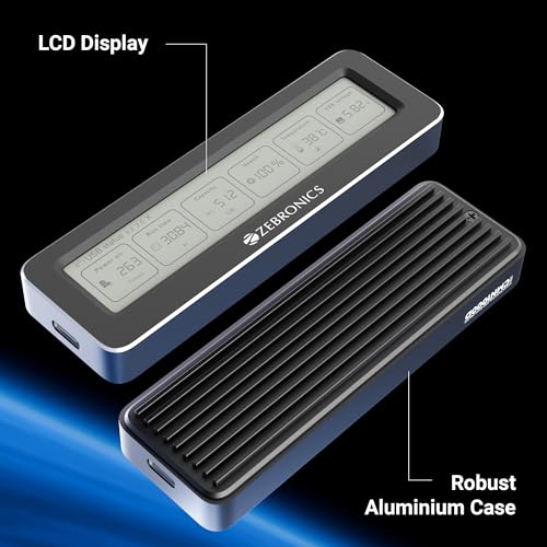 Image of Zebronics M.2 NVMe /SATA Enclosure, PCIe 3.0, 4TB(Max) Storage, Upto 10Gbps Transfer Speed, Supports 2230 /2242 /2260 /2280, Type-C 3.2 Gen2, Windows, Mac, Linux Support, Aluminum Case (CMN1000D)