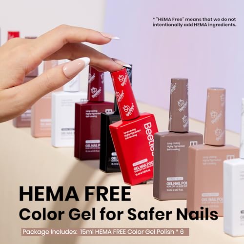 Image of Beetles Fall Gel Polish Set - 6 Colors 15ml Full Size Hema-Free Brown Burgundy Black White Red Nude Soft Classics Polish Soak Off Uv Led Lamp Nail Art Salon Colorful Bottle Manicure