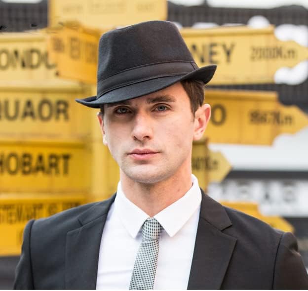 Men Warm Fedoras Felt Trilby Hat Vintage Panama with Short Brim Winter Bowler Outdoor British Jazz Costume Headwear - Image 2